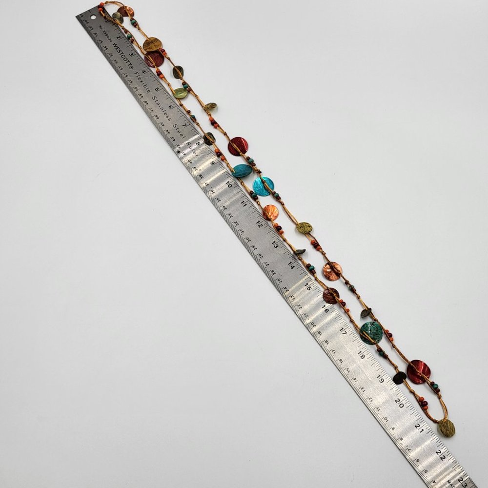 Multi-Coloured String and Shell Necklace - Picture 8 of 9